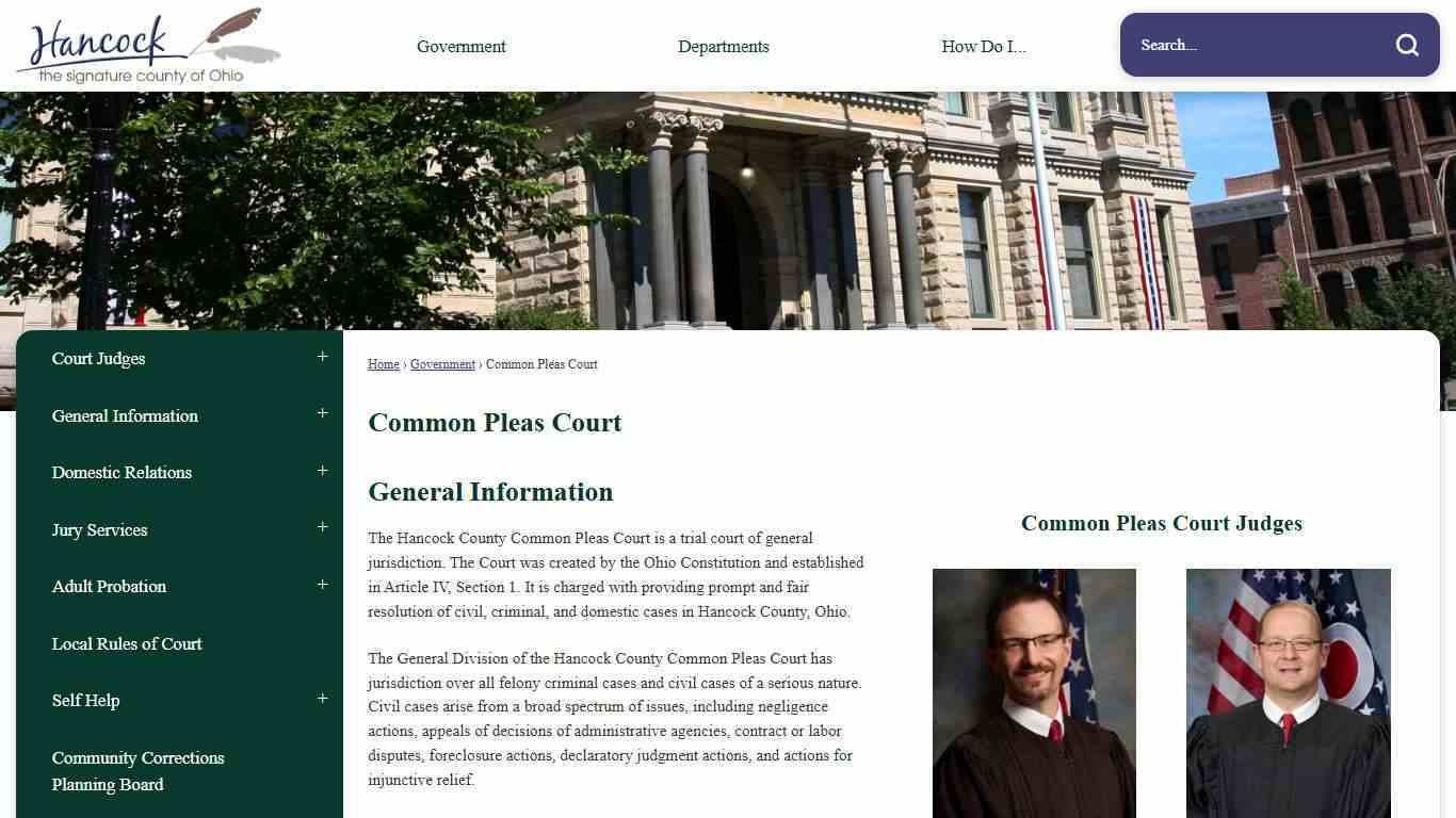 Common Pleas Court | Hancock County, OH